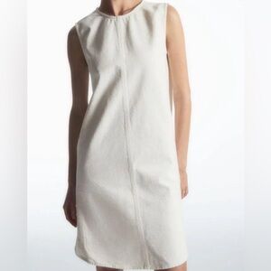 COS Paneled Denim Shift Dress White Size 6